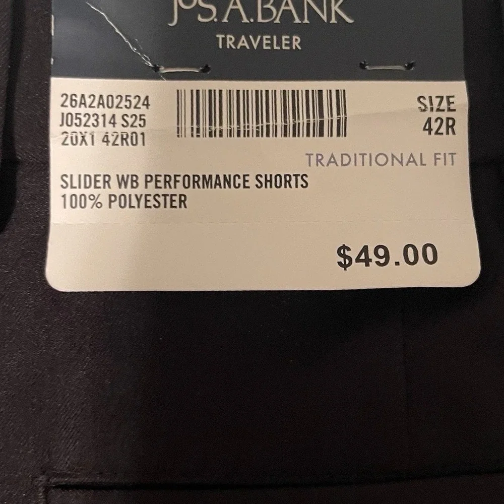 Jos A Bank Traveler Performance Slider WB Shorts Mens 42R Black Trad Fit NWT